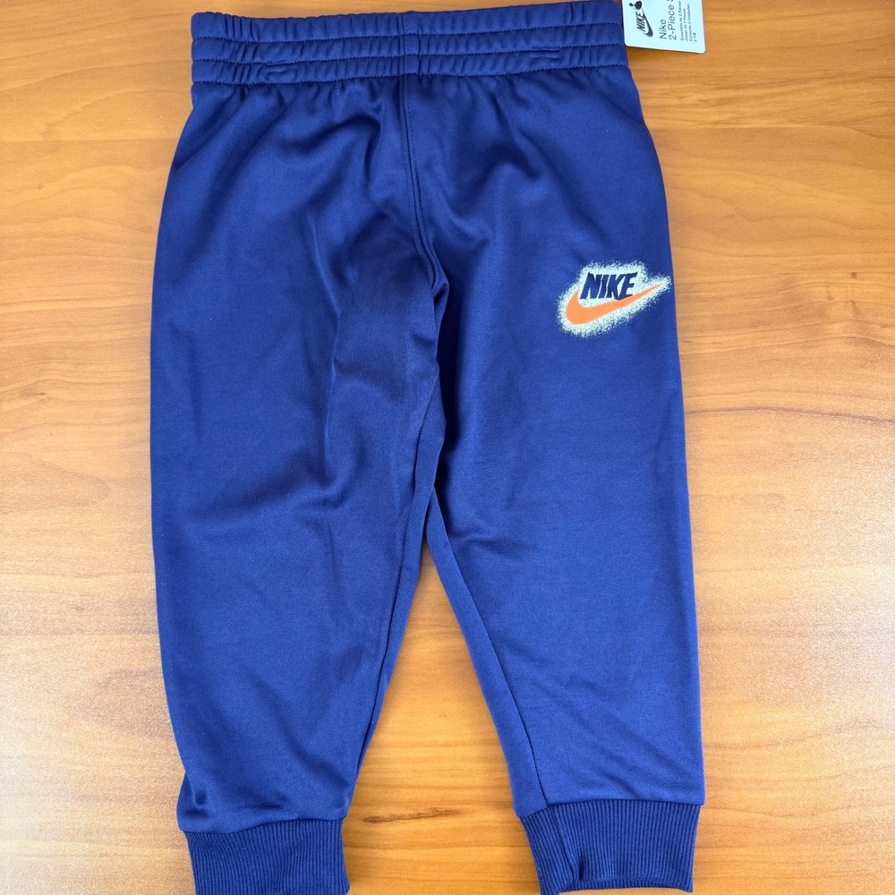 Nike Boys 2-Piece Tracksuit Set Midnight‎ Navy Orange 86M510-U90 Size 4 NEW - Picture 7 of 10